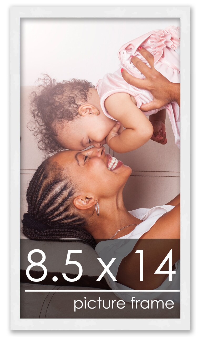 8.5x14 Solid Wood Picture Frame with UV-Resistant Acrylic & Acid-Free Backing, Available in 6 Finishes: Matte Black, Matte White, Metallic Bronze, Silver, Natural Wood Grain & Mahogany